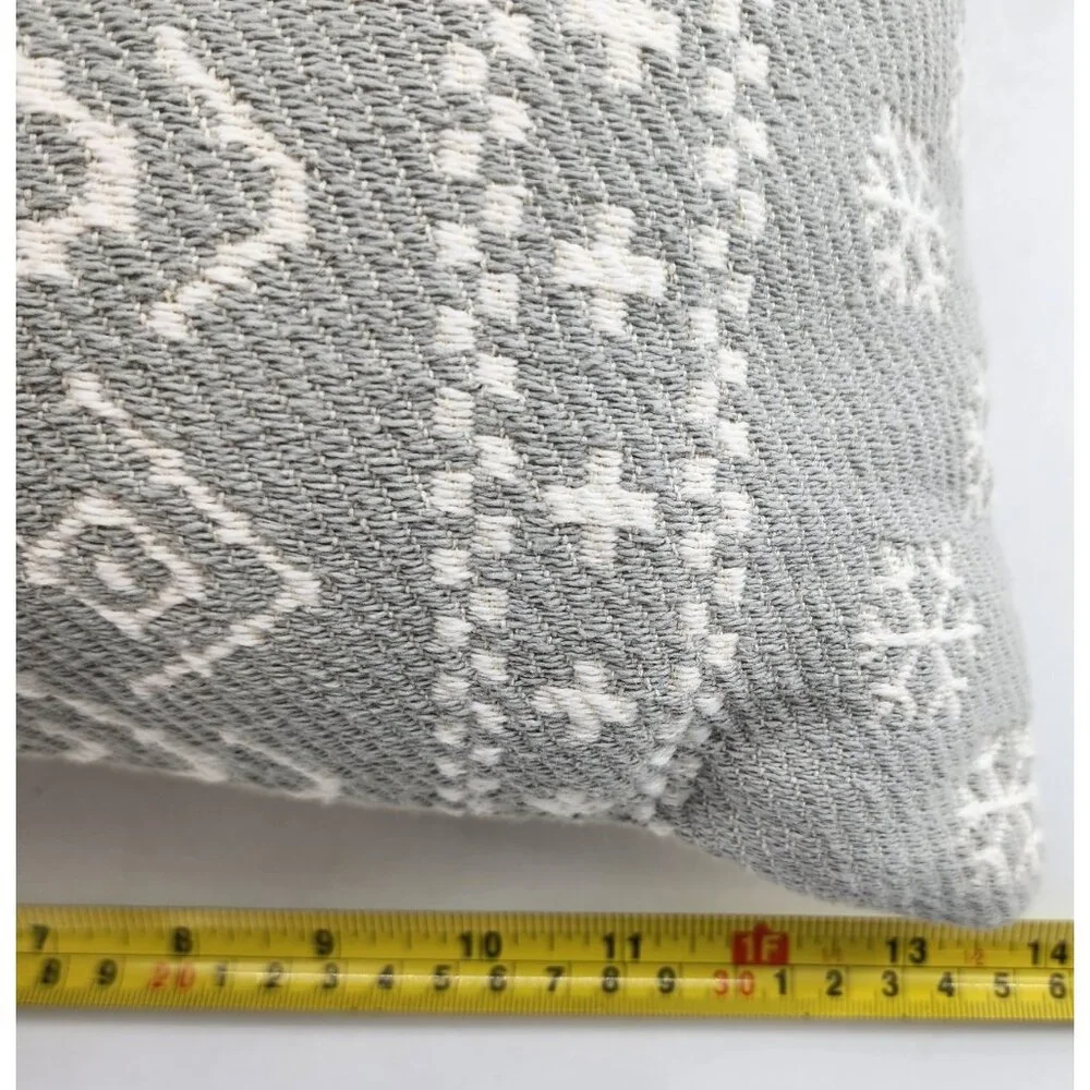NEW‎ Devi Designs Long Throw Pillow Winter Snowflake Design Gray/White 25